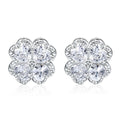 Pair of women's heart-shaped 925 silver earrings with four-leaf clover design and zircon stones.