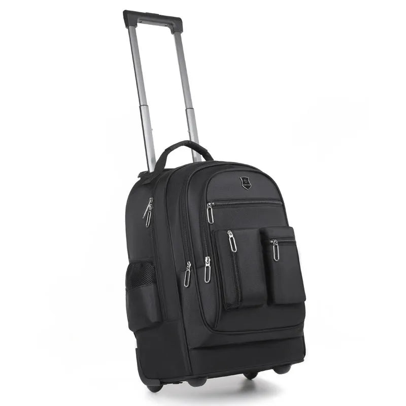 Ultra-light trolley backpack 16-inch Oxford cloth waterproof grey single-directional wheel travel bag