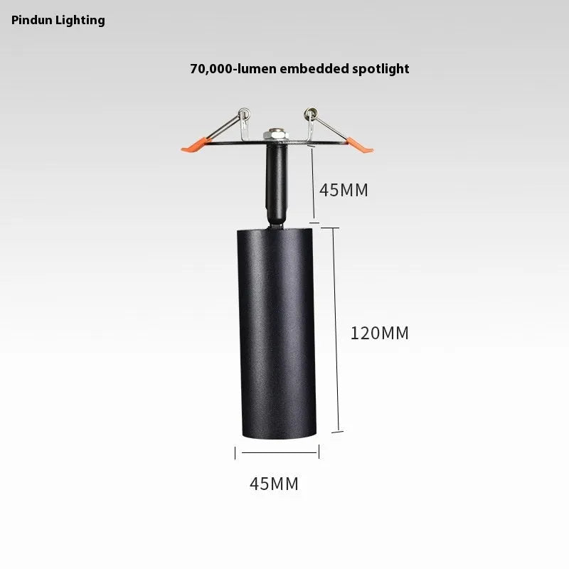 Black and white aluminium cylinder LED spotlight for recessed installation in 55-75mm openings
