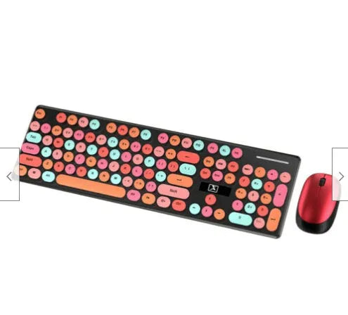 Xinmeng N620 Vibrant Yellow Mixed Colour wireless keyboard and mouse set on a desk