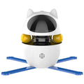 White automatic electronic cat toy with elastic rope and funny stick attachment for indoor feline play