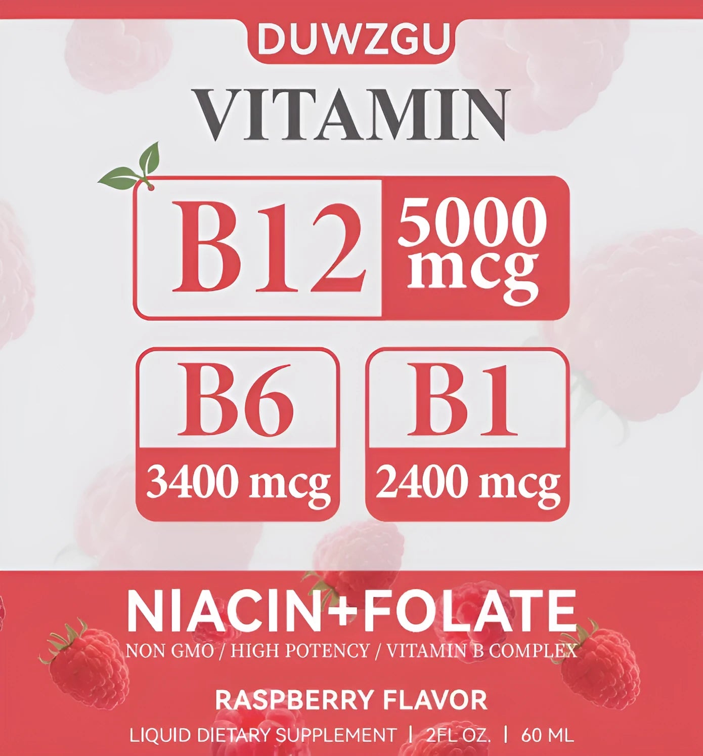 Bottle of vitamin B12 liquid drops supplement with dropper