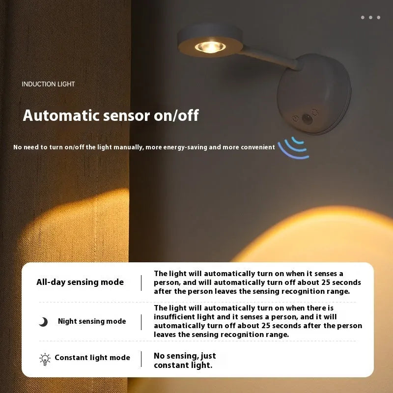 Modern geometric rechargeable wall spotlight in black or white, shown with remote control.