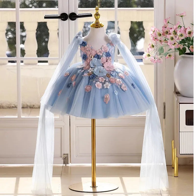 Sky blue FARCENT princess dress for girls piano performance stage wear