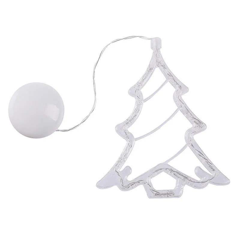Christmas LED suction cup lights with Santa Claus elk snowman designs for window decoration