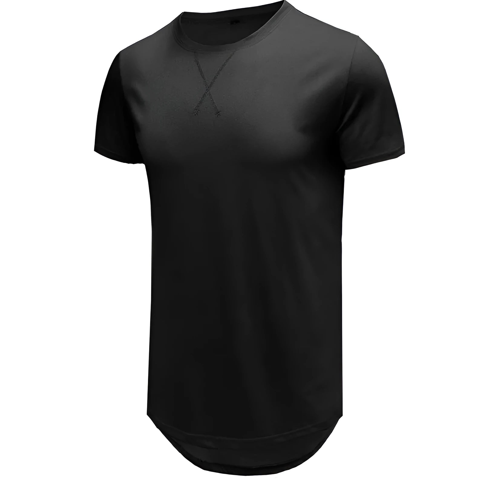 Men's slim fit cotton short-sleeved t-shirt on a hanger, shown in army green colour.