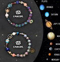 Set of two natural stone beaded bracelets on elastic string for zodiac signs.