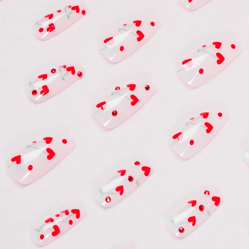 French Love Red Diamond Small Cherry nail art decals in JP1601 colour - pack of 24 pieces