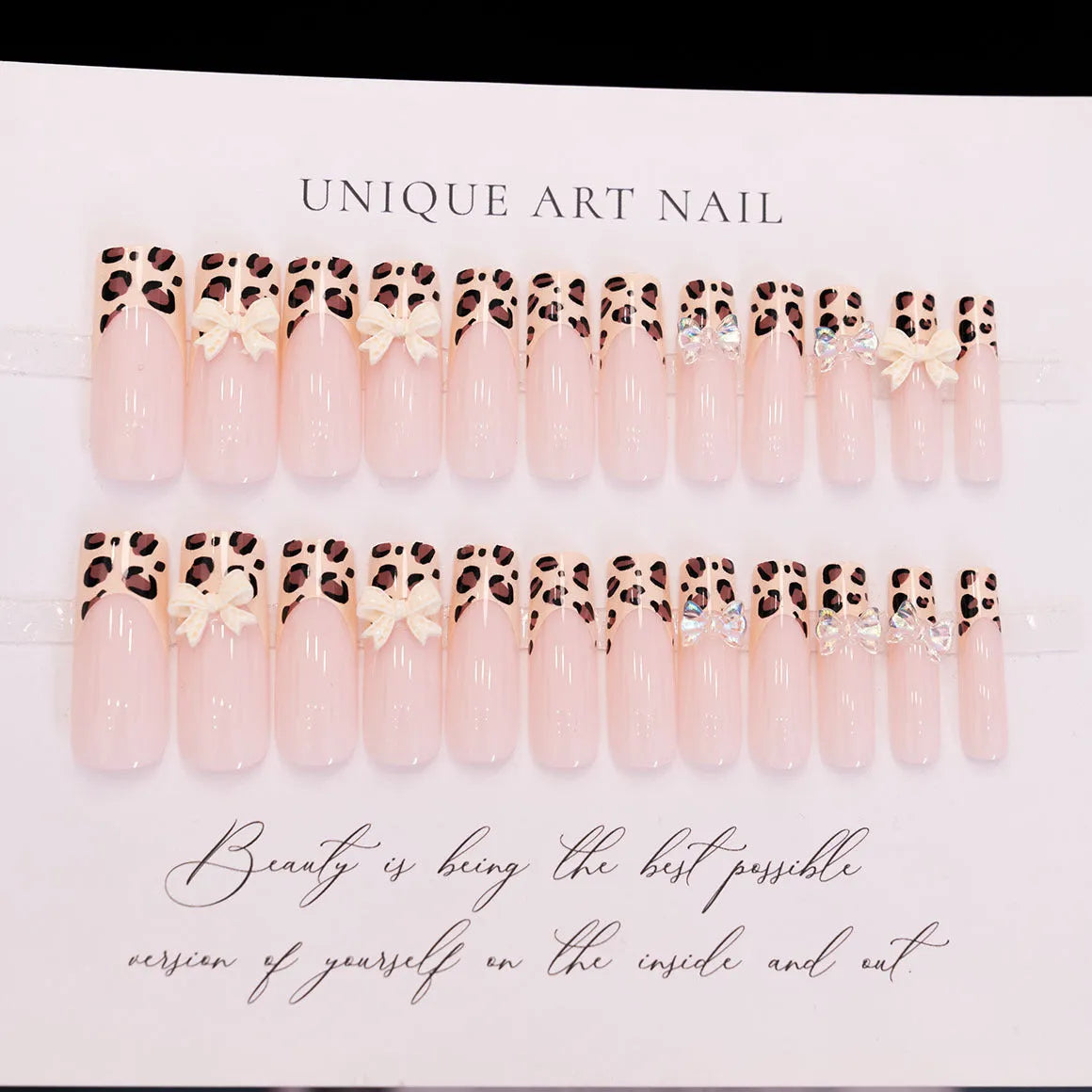 Leopard print butterfly nail art pieces for artificial nail decoration in WM296 colour