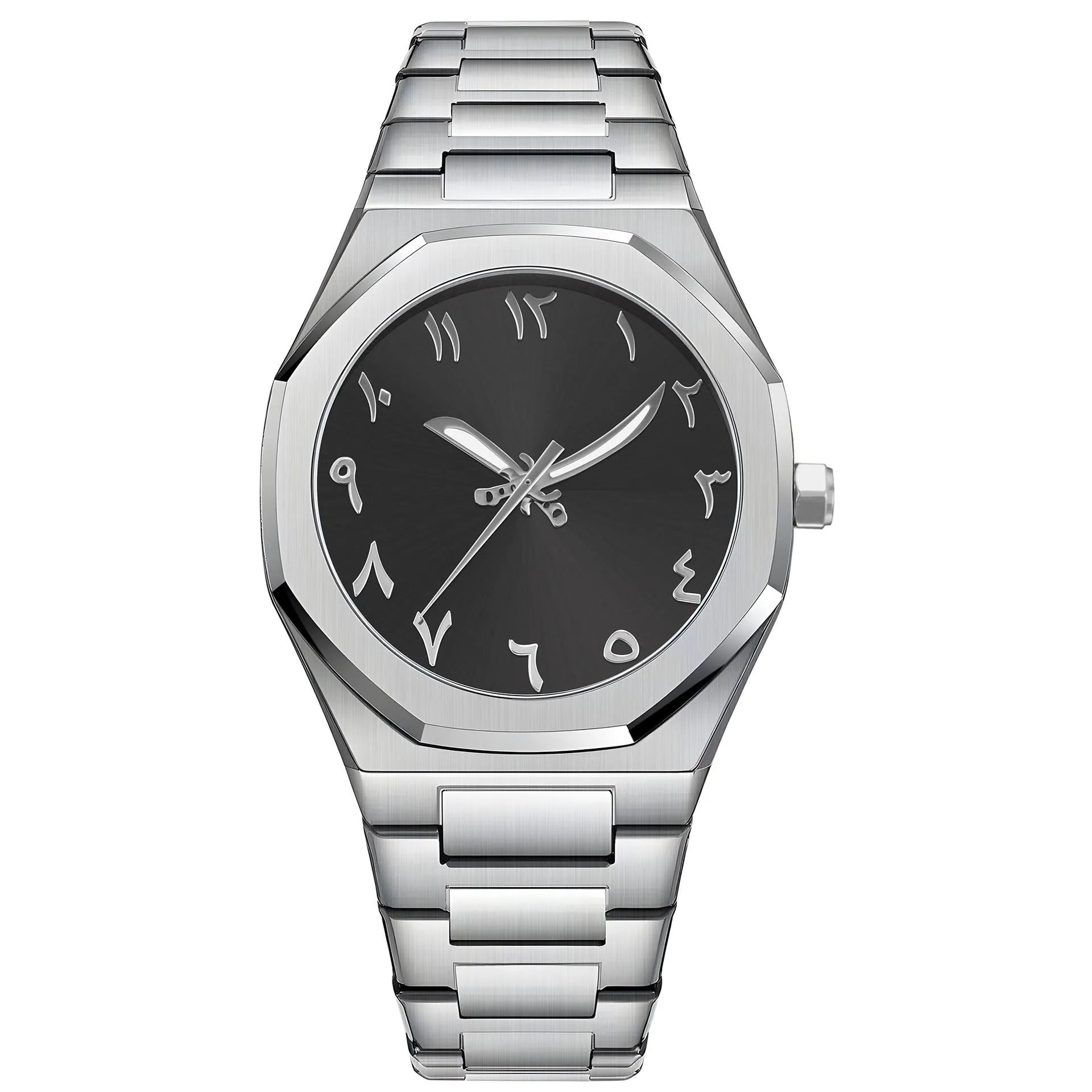Men's business casual watch with stainless steel case and quartz movement in three colour options