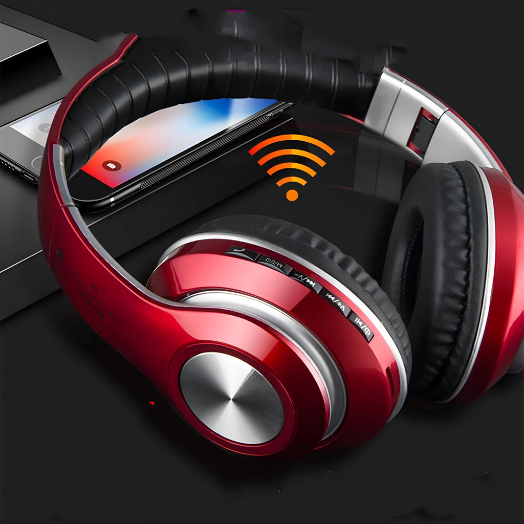 Private Mode 5.0 folding wireless stereo headphones with Bluetooth 5.0 in black, 200mAh battery, head-mounted