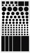 Pack of opaque black adhesive stickers for covering LED lights on air conditioning units and appliances.