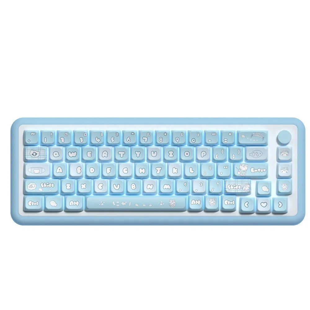 Water colour kitten custom design PBT key cap set for mechanical keyboards, 138 or 158 keys