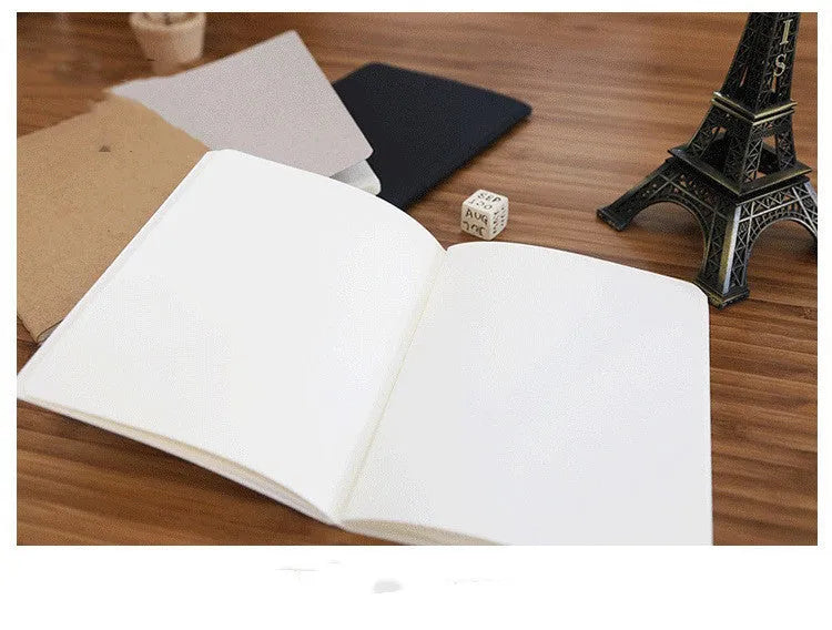 Retro plain blank A6 graffiti book in black, white, cowhide, or grey cover colour