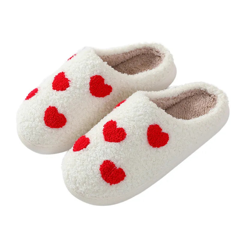 Women's cartoon love style plush home slippers with non-slip PVC soles in Big Love colour.
