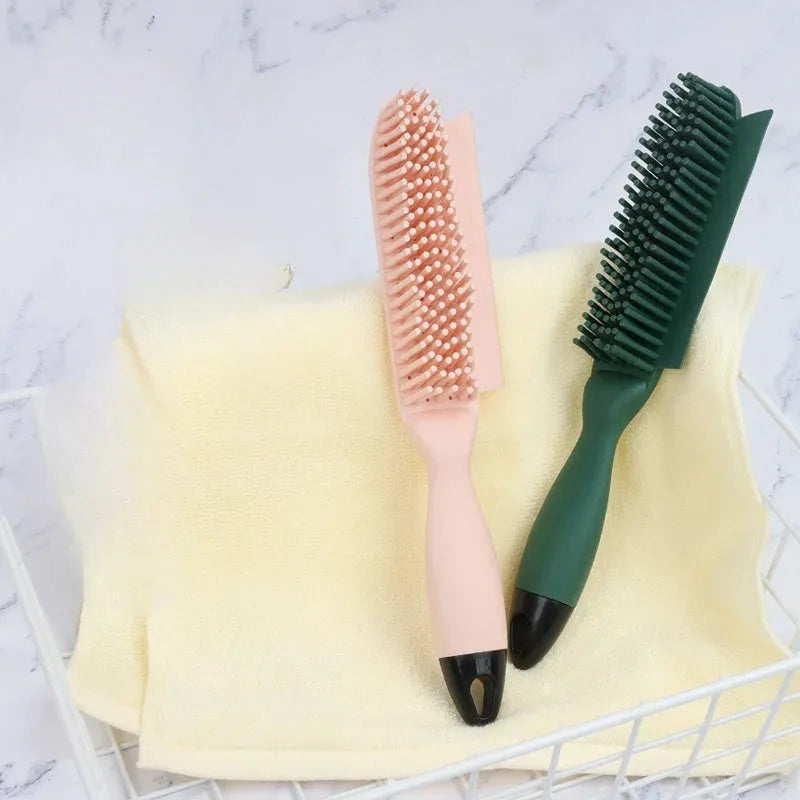 Green pet grooming brush with massage nodules and removable wool sticker for hair collection