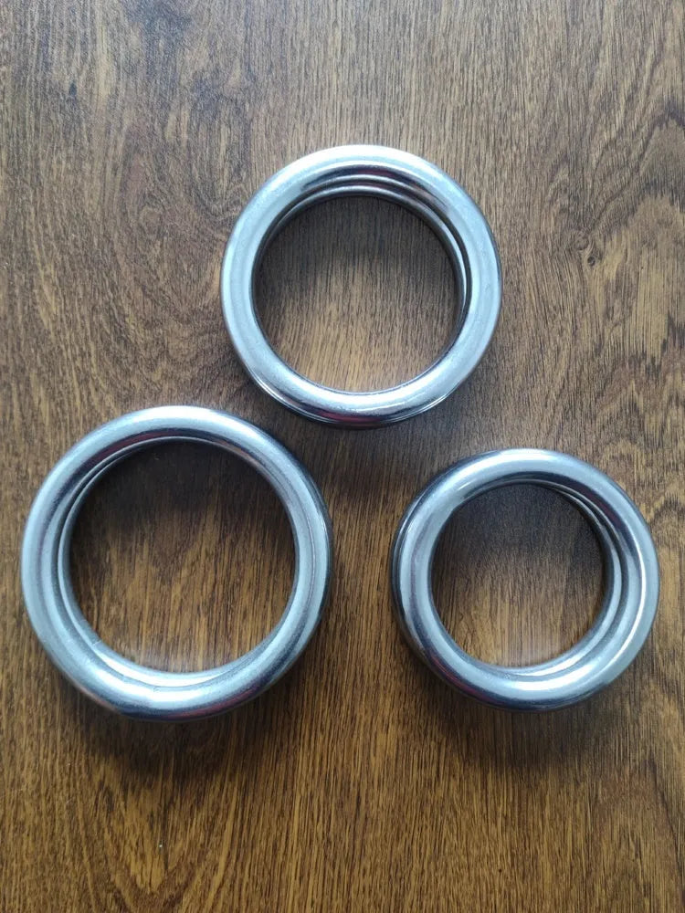 Wing Chun carbon steel training ring with electroplated finish showing three size options for martial arts practice
