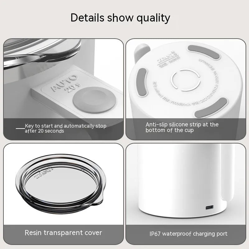 Portable automatic stirring coffee cup in white, pink, black or macaron milky white with magnetic stirrer