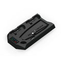 PS5 charging base and radiator stand in black with controller charging dock and headphone hook