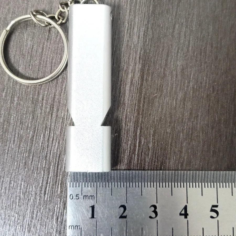 Double hole aluminium alloy survival whistle in silver and gold colour options