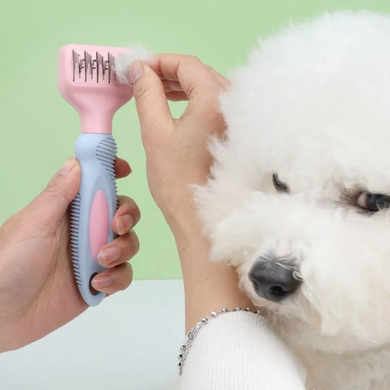 Stainless steel pet grooming comb with four different comb types