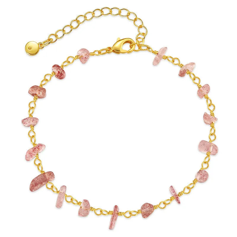Women's turquoise bracelet with irregular gravel design in 18K copper with geometric crystal setting