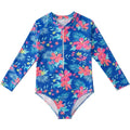 Girl's long-sleeve one-piece swimming suit in polyester briefs style