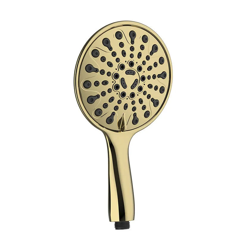 Chrome six-function handheld shower head with 6-inch faceplate on a white background.