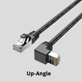 Cat6 Ethernet cable with right-angled RJ45 connector in various colours including black, white, red, yellow, and grey options
