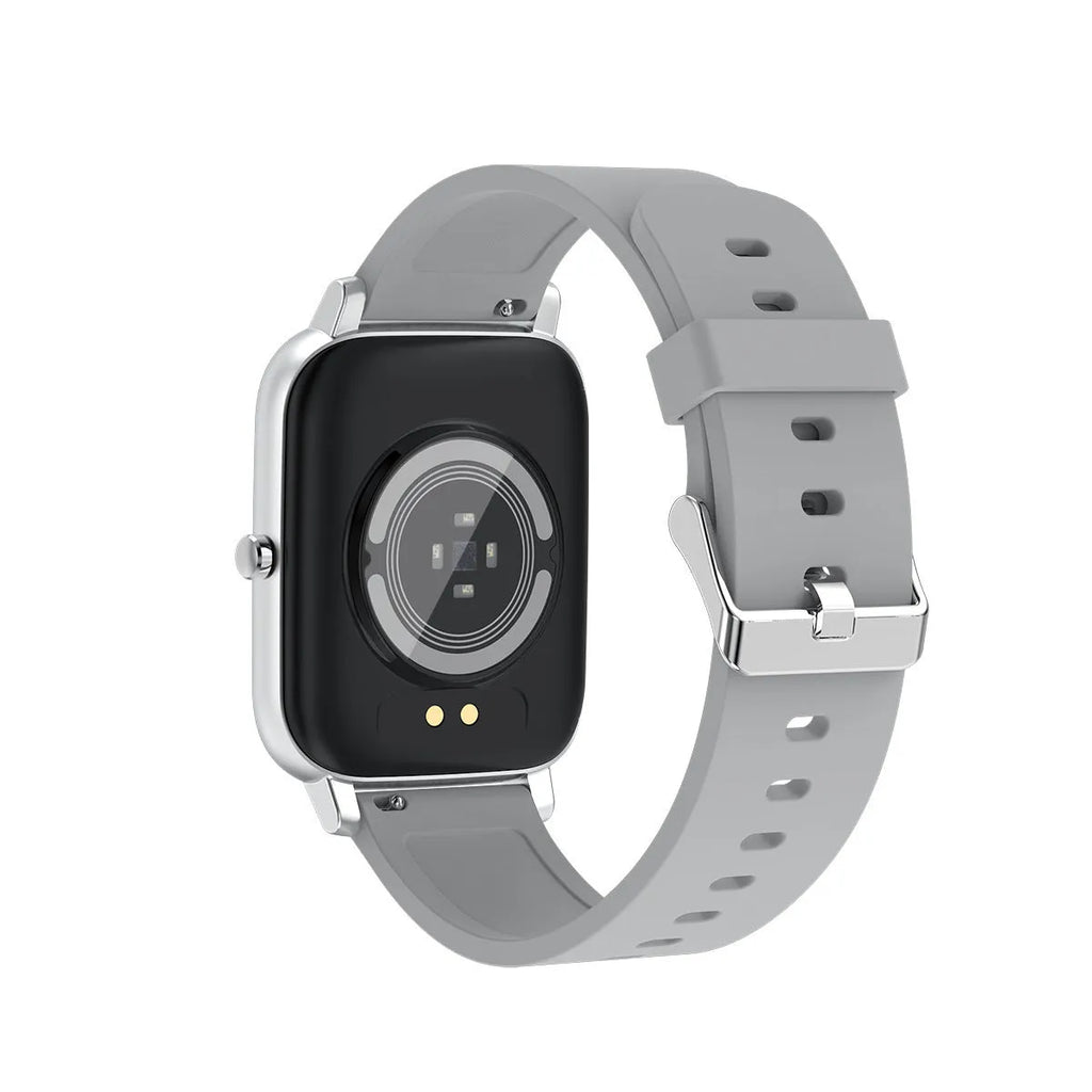 H80 sports smartwatch with black silicone strap showing ECG and blood oxygen monitoring on screen.