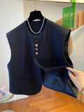 Loose-fitting waistcoat universal bandage dress in polyester fabric with pocket details