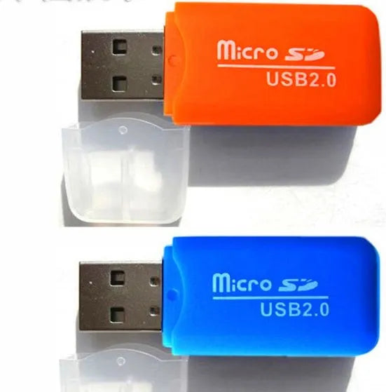 Mini USB TF Card Reader with 16GB MicroSD card and SD transfer adapter