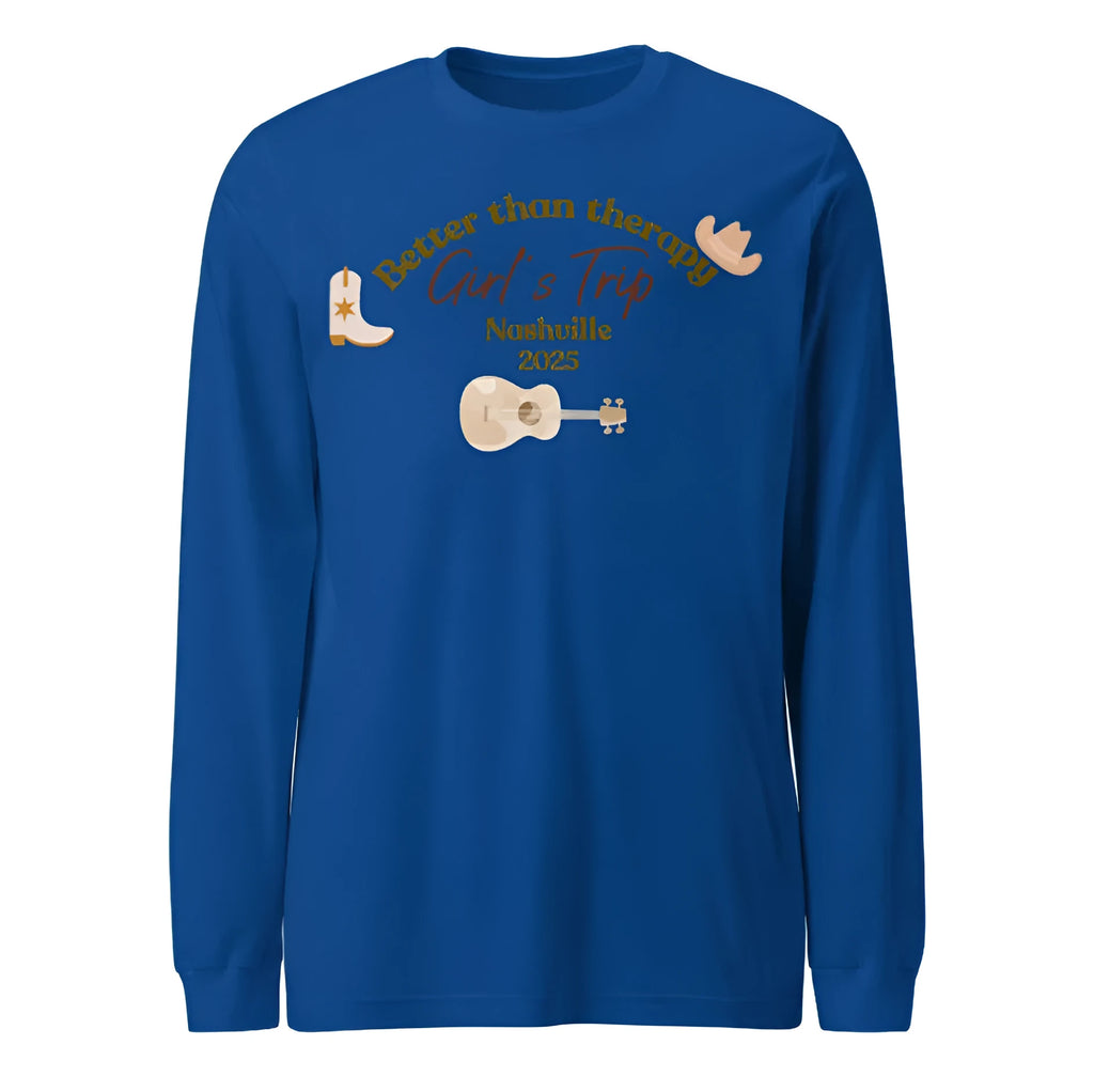 Blue men's loose round neck sweater with printed letter patterns, polyester casual pullover