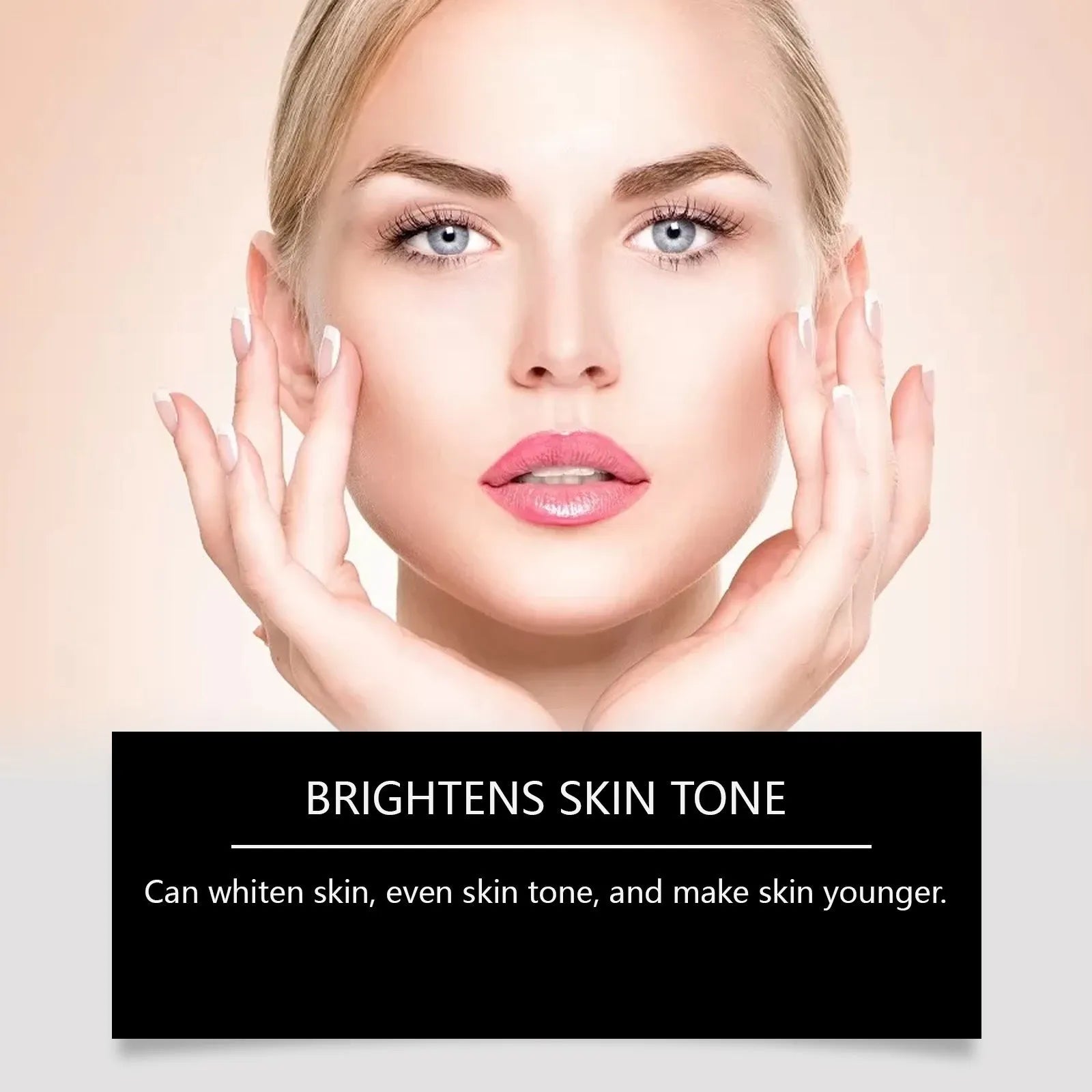 Single sheet facial mask with serum for moisturising and lightening skin.