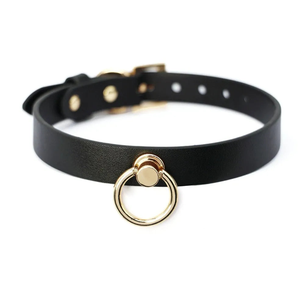 Genuine cowhide leather dog collar with metal chain lead in black, red, and maroon colour options