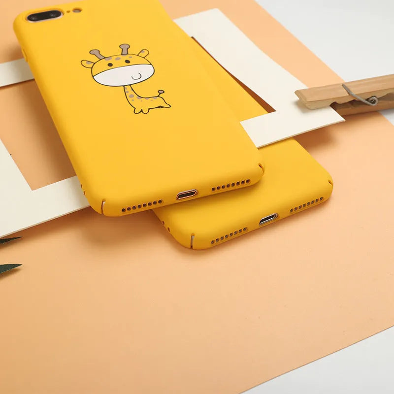 Yellow pattern phone case for iPhone models made from PC material