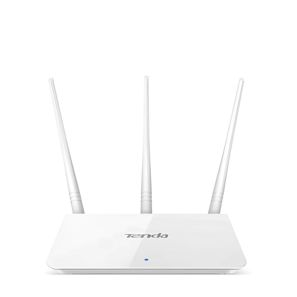 White wireless router for dual-band 2.4GHz and 5GHz home broadband network.