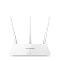 White wireless router for dual-band 2.4GHz and 5GHz home broadband network.