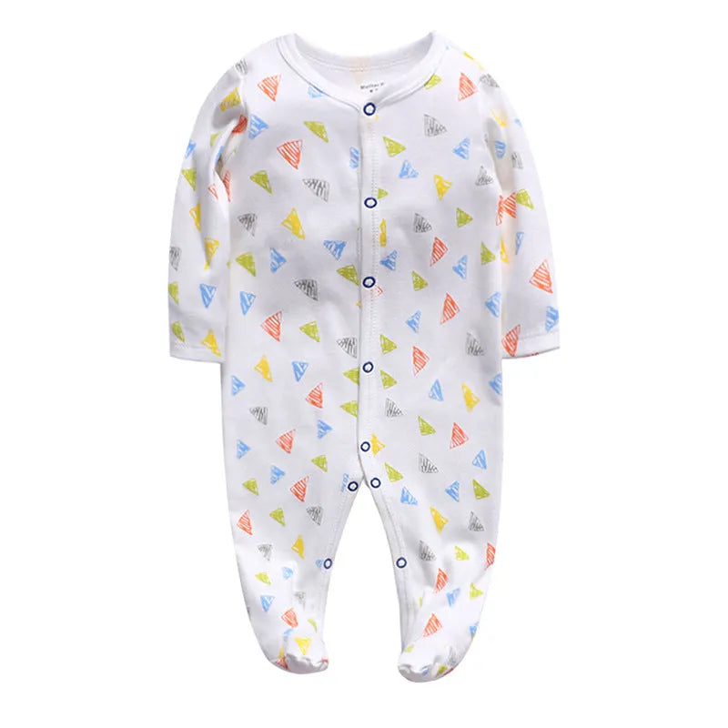 Cotton baby one-piece clothes in a dinosaur print design for infants aged 3 to 12 months