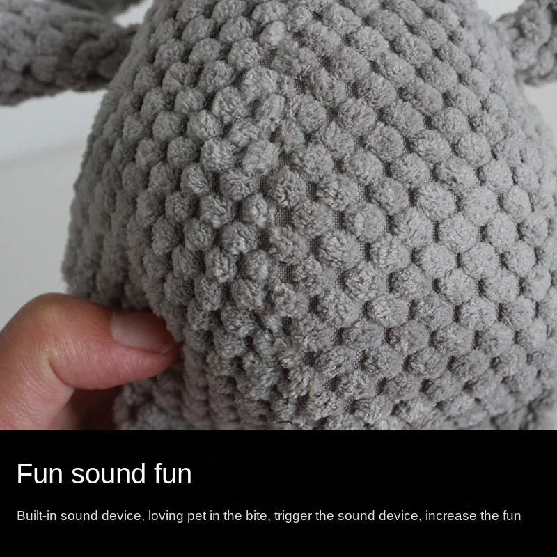 Plush dog chew toys in animal shapes with squeaker for teeth cleaning and interactive play