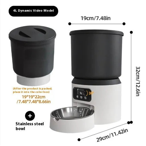 4L smart automatic pet feeder with optional camera and stainless steel bowl.