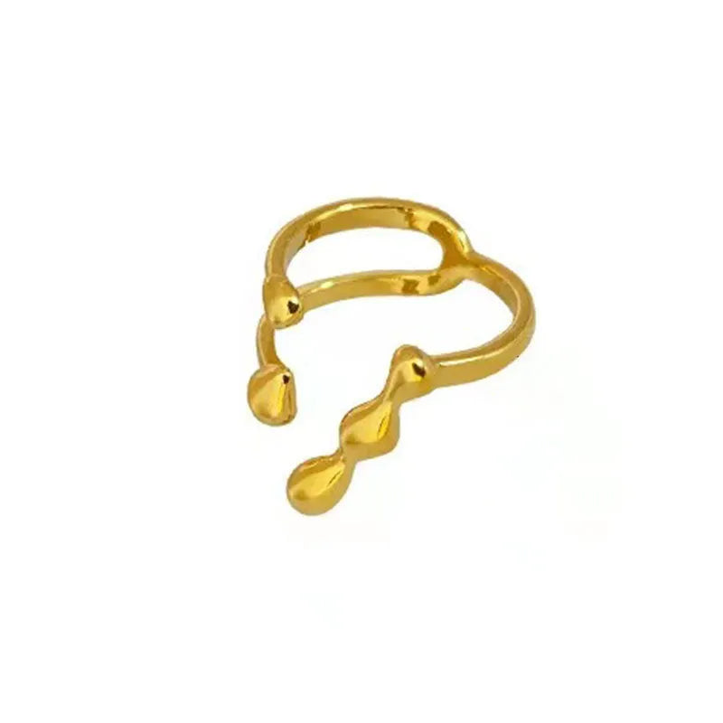 Brass adjustable circle ring with spherical design in gold finish