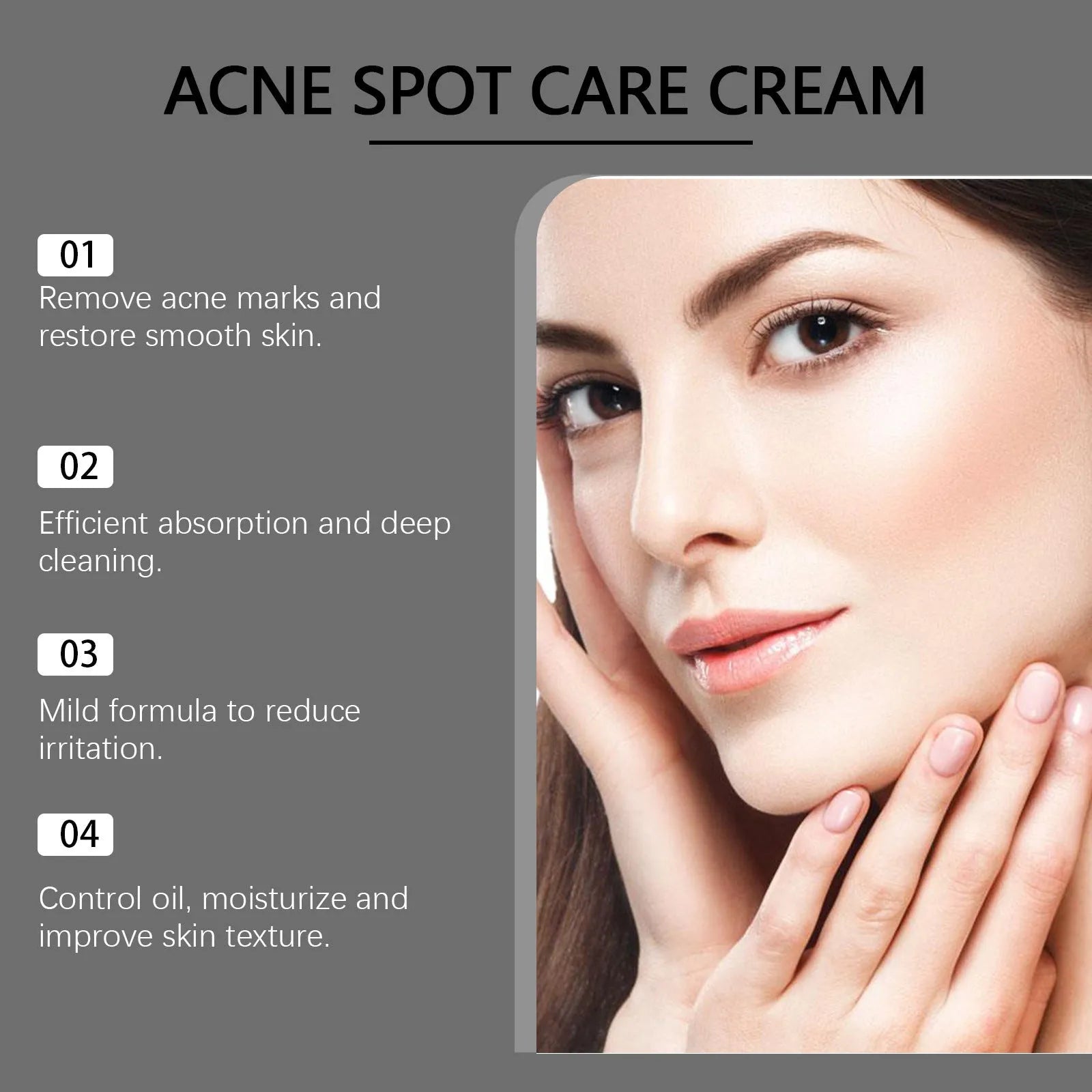 15g tube of acne removal face cream with mint, tea tree oil and aloe vera ingredients.