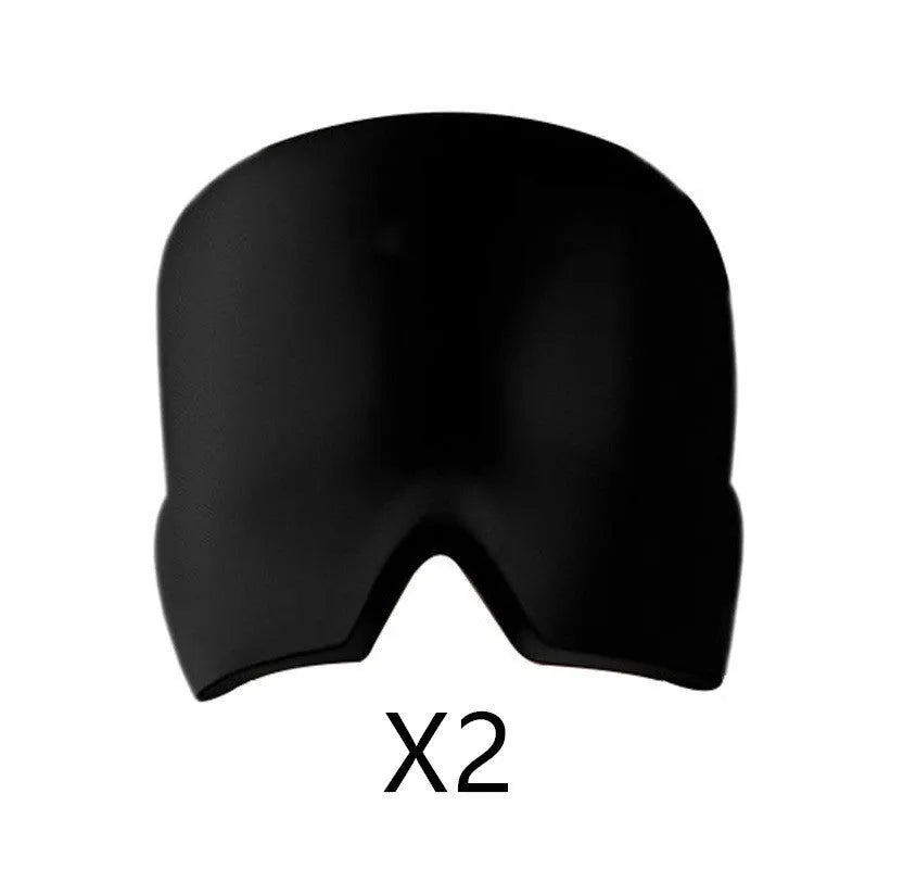 Elastic cloth gel eye mask for headache relief with adjustable headband in black colour