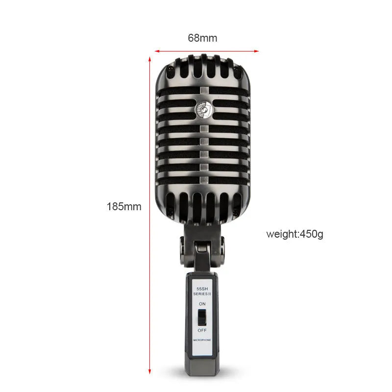 Retro style wireless condenser microphone with cardioid pickup for K song and recording