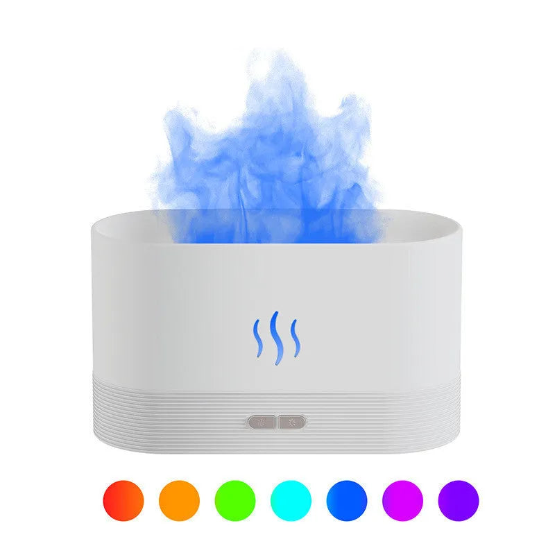 Black square aroma diffuser with flame light effect and mist output