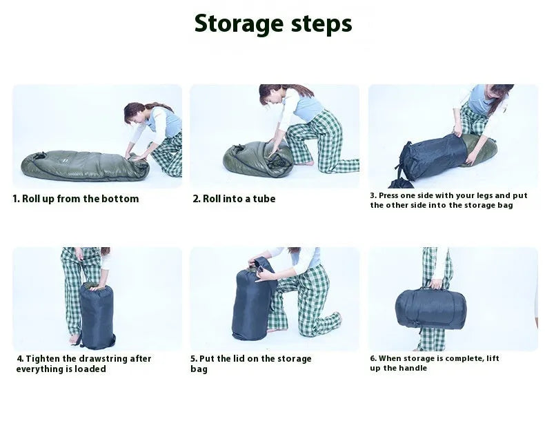 Ultralight mummy-style sleeping bag with down fill, shown in army green colour.