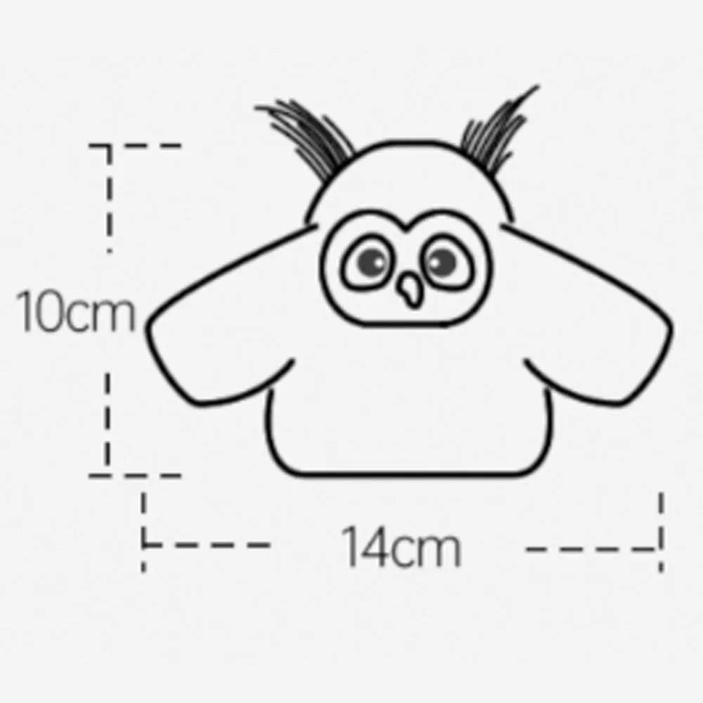Grey owl-shaped automatic cat toy with flapping wings on flat surface