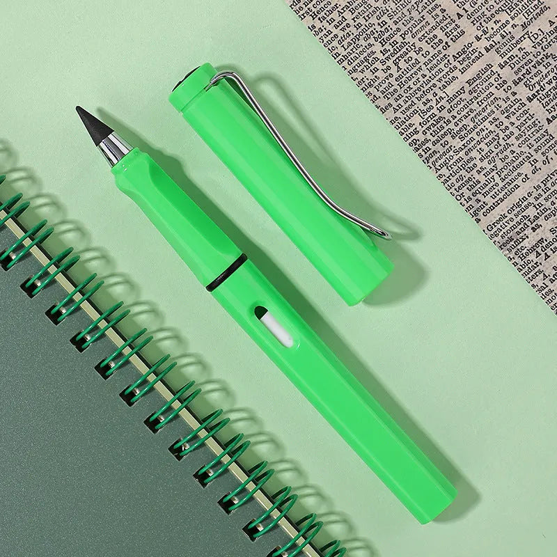 Inkless perpetual student pen with plastic shell and cartoon decoration in various lead colours