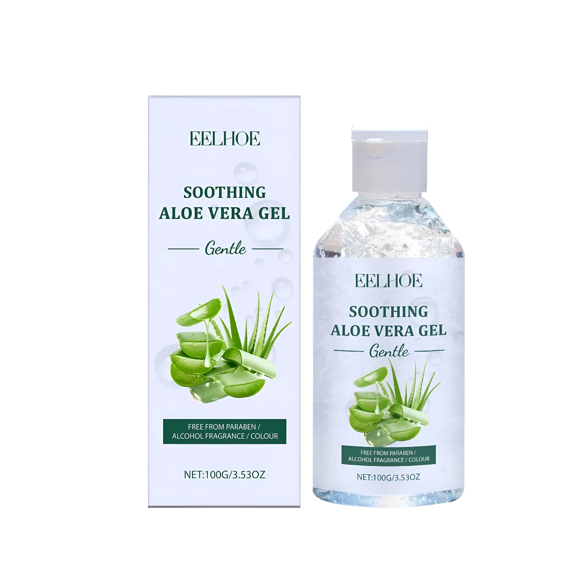 100g container of aloe gel skincare product with aloe vera and hyaluronate